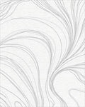 Minimalist White Gray Swirl Rug - Cutout View