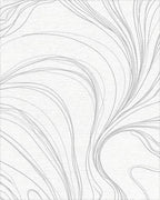 Minimalist White Gray Swirl Rug - Cutout View