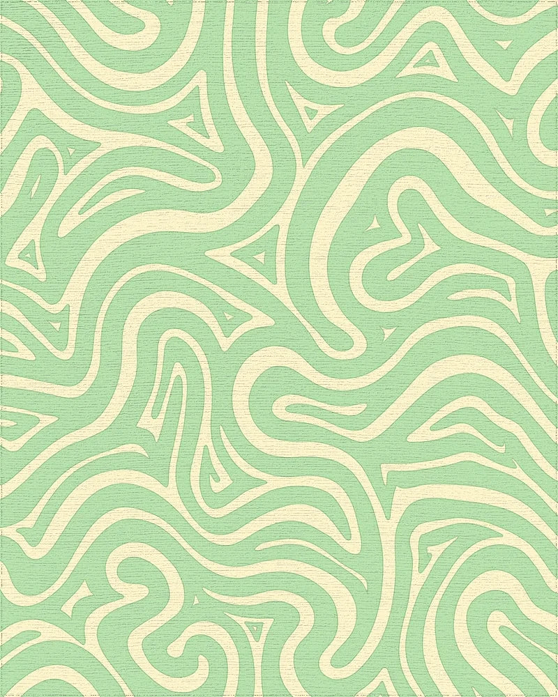 Mint Cream Swirl Abstract Rug - Cutout View