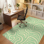 Mint Cream Swirl Abstract Rug Office View
