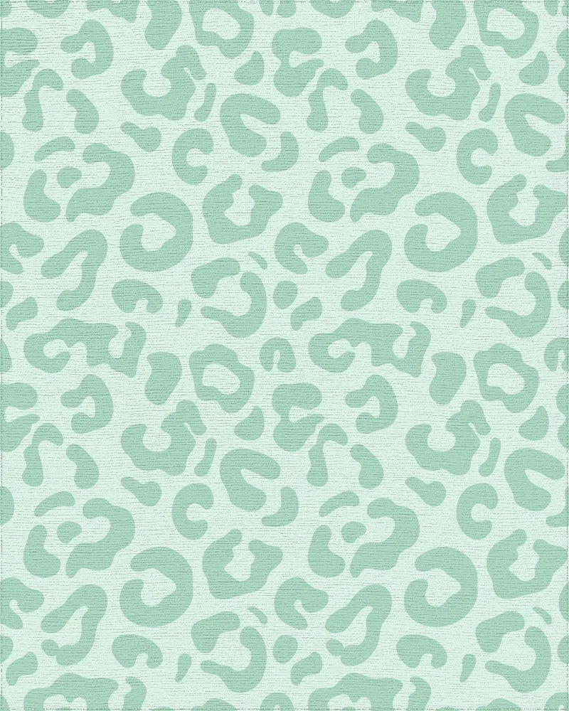Mint Green Leopard Spots Rug - Cutout View