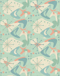 Mint Green Retro Starburst Boomerang Rug - Cutout View