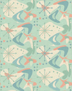 Mint Green Retro Starburst Boomerang Rug - Cutout View