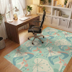 Mint Green Retro Starburst Boomerang Rug Office View