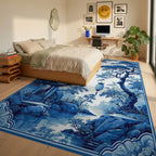 Misty Blue Pine Lantern Pavilion Rug - Bedroom View