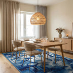 Misty Blue Pine Lantern Pavilion Rug - Dining Room View