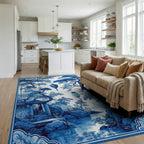 Misty Blue Pine Lantern Pavilion Rug - Living Room View