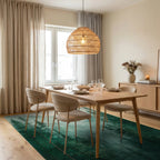 Misty Forest Pines Landscape Design Rug Dining Room View