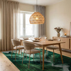 Misty Green Mountains Forest Moon Rug - Dining Room View