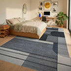 Modern Abstract Geometric Monochrome Rug - Bedroom View