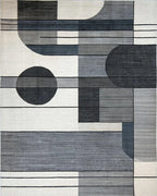 Modern Abstract Geometric Monochrome Rug - Cutout View
