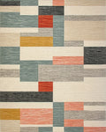 Modern Abstract Multicolored Blocked Area Rug - Cutout View
