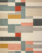 Modern Abstract Multicolored Blocked Area Rug - Cutout View