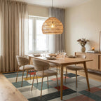Modern Abstract Multicolored Blocked Area Rug Dining Room View