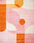 Modern Abstract Orange Pink Geometric Rug - Cutout View