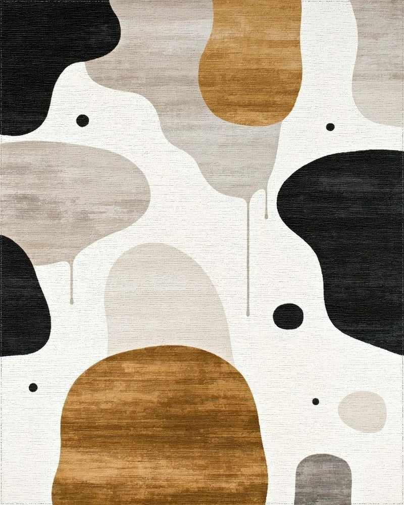 Modern Abstract Organic Shapes Earthy Tones Rug - Cutout View