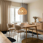 Modern Abstract Organic Shapes Earthy Tones Rug Dining Room View