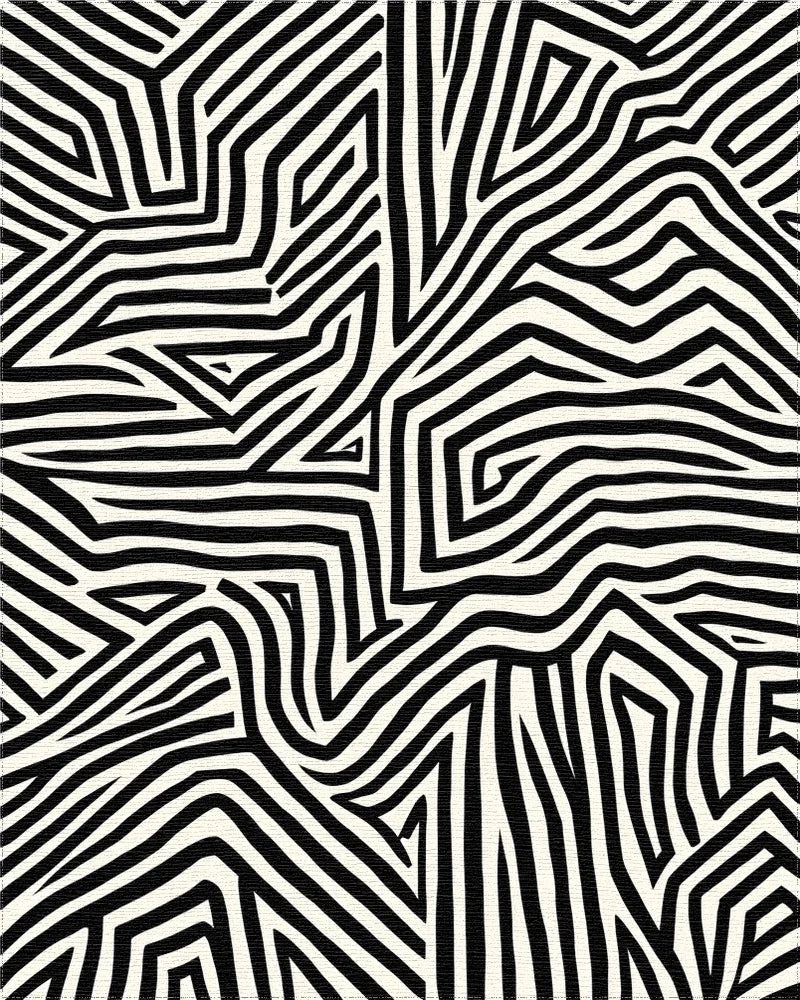 Modern Abstract Striped Maze Pattern Rug - Cutout View