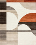 Modern Abstract Terracotta Geometric Rug - Cutout View