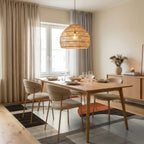 Modern Abstract Terracotta Geometric Rug - Dining Room View