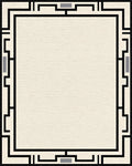 Modern Black Geometric Cream Frame Rug - Cutout View