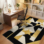 Modern Black Gold Geometric Design Rug - Office View