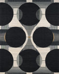 Modern Black White Geometric Circles Rug - Cutout View