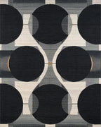 Modern Black White Geometric Circles Rug - Cutout View