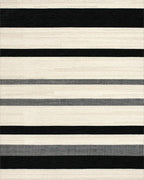 Modern Black White Horizontal Stripe Rug - Cutout View