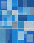 Modern Blue Grid Geometric Arrangement Rug - Cutout View