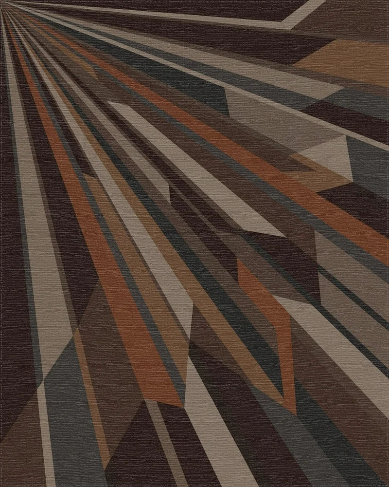 Modern Earthy Tone Geometric Rays Rug - Cutout View