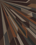 Modern Earthy Tone Geometric Rays Rug - Cutout View