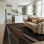 Modern Earthy Tone Geometric Rays Rug Living Room View