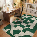 Modern Emerald Geo Abstract Rug - Office View