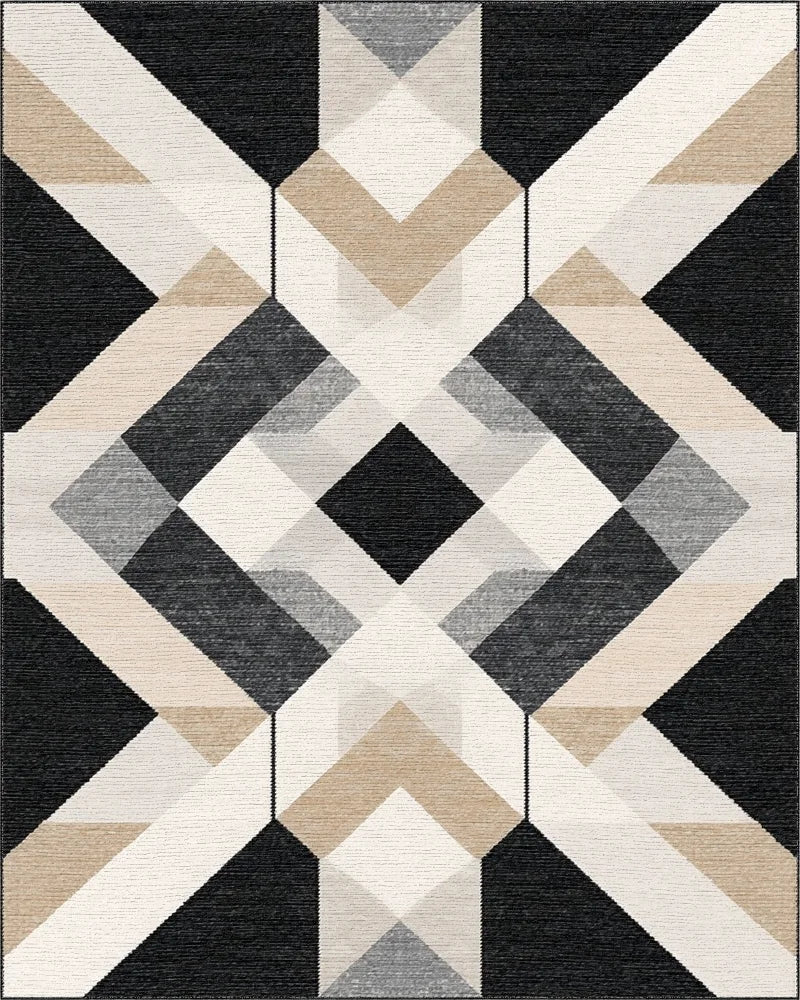 Modern Geometric Diamond Pattern Rug - Cutout View