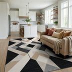 Modern Geometric Diamond Pattern Rug - Living Room View