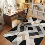 Modern Geometric Diamond Pattern Rug - Office View