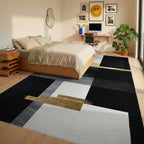 Modern Geometric Gold Accents Rug - Bedroom View