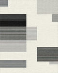 Modern Geometric Lines Black White Rug - Cutout View