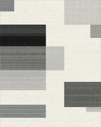 Modern Geometric Lines Black White Rug - Cutout View
