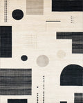 Modern Geometric Monochrome Composition Rug - Cutout View