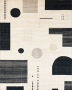 Modern Geometric Monochrome Composition Rug - Cutout View