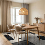 Modern Geometric Monochrome Composition Rug - Dining Room View
