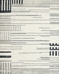 Modern Gray Black Stripe Patchwork Rug - Cutout View