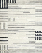 Modern Gray Black Stripe Patchwork Rug - Cutout View