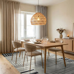 Modern Gray Black Stripe Patchwork Rug - Dining Room View