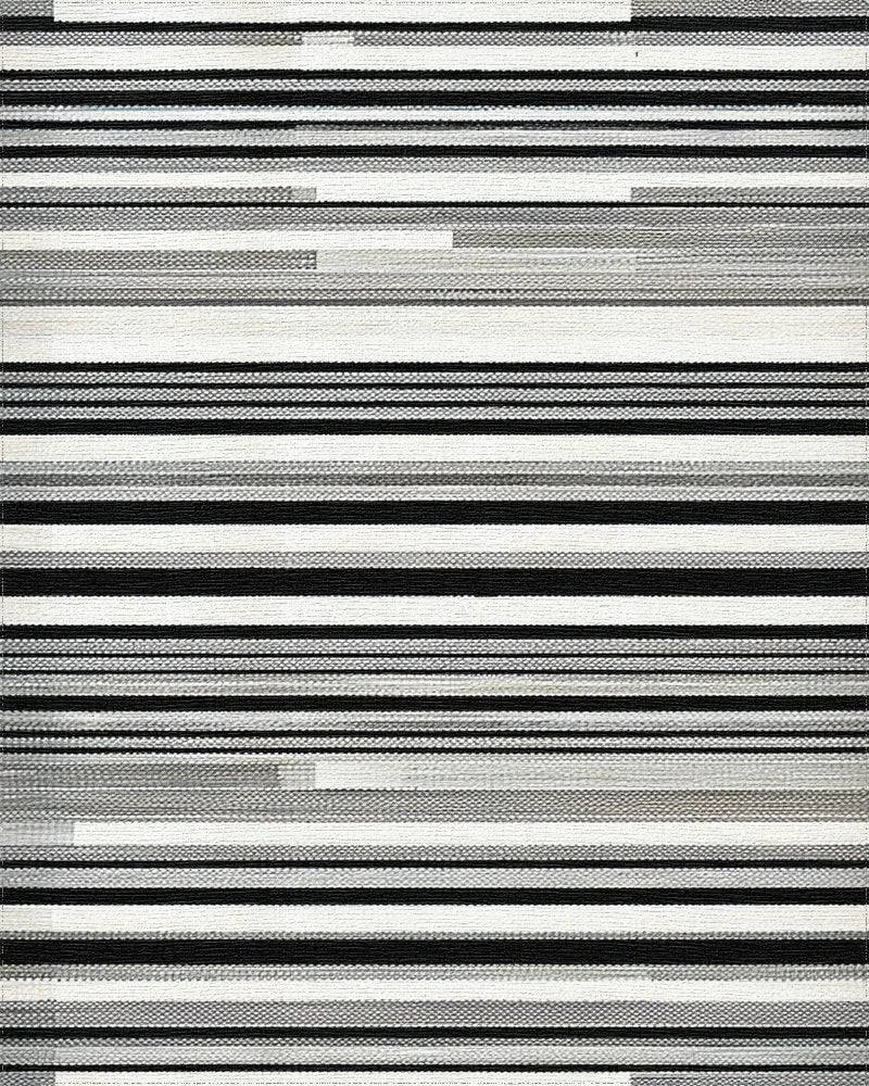 Modern Gray Black White Striped Rug - Cutout View