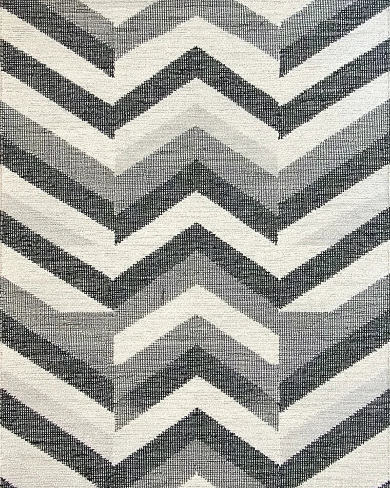 Modern Gray Chevron Horizontal Stripes Rug - Cutout View