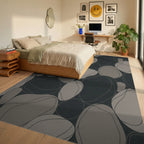 Modern Gray River Stone Arrangement Rug Bedroom View
