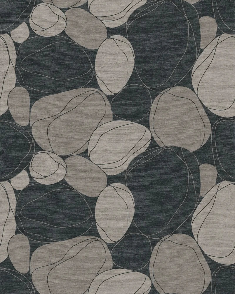 Modern Gray River Stone Arrangement Rug - Cutout View